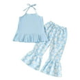 thumbnail image 1 of Utlike Girls Outfits Top + Flower Printed Trousers 2 Pcs Children'S Fashion Flare-Leg Trouser Suit Flexible Fit Children'S Suit Size 12 Months-18 Months, 1 of 7