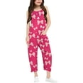 thumbnail image 1 of Utlike Girls Pants Printed Casual Suspender Romper Solid Color Loose Casual Romper With Pocket Size 9 Years-10 Years, 1 of 6