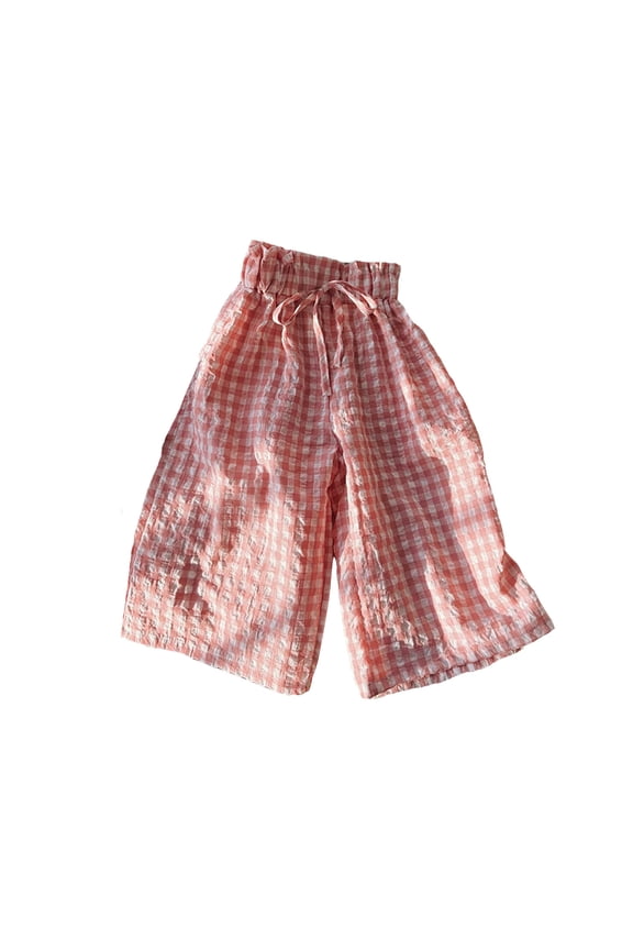 Girls Pants Toddler Baby Classic Pants Plaid Elastic Jogger Gingham Long Pants Summer Fall Wide Leg Pants Size 12 Months-18 Months