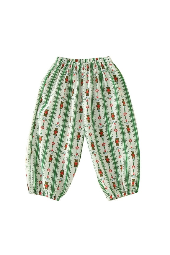 Girls Pants Toddler Kids Baby Cotton Pull On Cartoon Print Elastic Basic Harem Long Pants Bloomers Casual Joggers Size 4 Years-5 Years