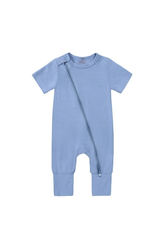 Girls Romper Baby Cotton Footless Pajamas Zipper Short Sleeve Sleeper Jumpsuit Toddler Lightweight Summer Bodysuits Size 6 Months-12 Months