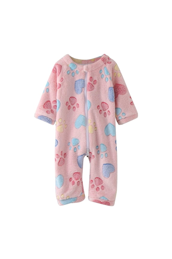 Girls Romper Toddler Winter Long Sleeve Jumpsuit Velvet Warm Cartoon Rabbit Print Outwear For Children Clothes Newborn Comfort Fit Playsuit Size 6 Months-12 Months