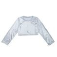 thumbnail image 1 of Utlike Girls Shirt Children Dance Polka Sequin Long Sleeved Performance T Shirt Top Festival Party Dress Up Versatile Tee Size 4-5 Years Silver, 1 of 7