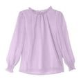 thumbnail image 1 of Utlike Girls Shirt Flocked Mesh Ruffle Blouse Long Sleeve Shirt With Elastic Elegant Stand Collar Tops For Toddler Skin-Friendly Tee Size 12 Years-13 Years Light Purple, 1 of 5