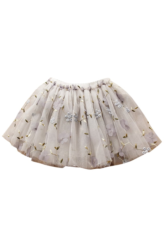 Girls Skirts Baby Soft Tutu Skirt Toddler Party Girl Mesh Tutu Flower Embroidered Dance Skirt Elegant Mini Skirt For Girl Size 18 Months-24 Months