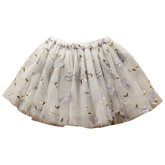 Utlike Girls Skirts Baby Soft Tutu Skirt Toddler Party Girl Mesh Tutu Flower Embroidered Dance Skirt School Clothes For Girl Size 4 Years-5 Years