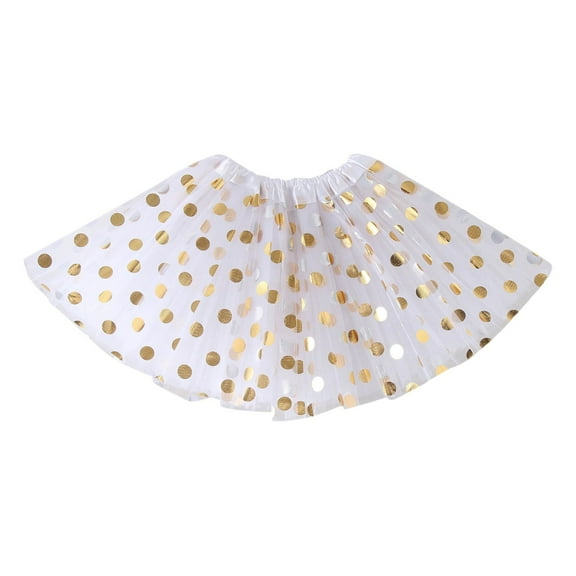 Utlike Girls Skirts Dance Dress With Golden Polka Dots Puffy Tutu Mesh Skirt Princess Dress Up For Girl Size One Size