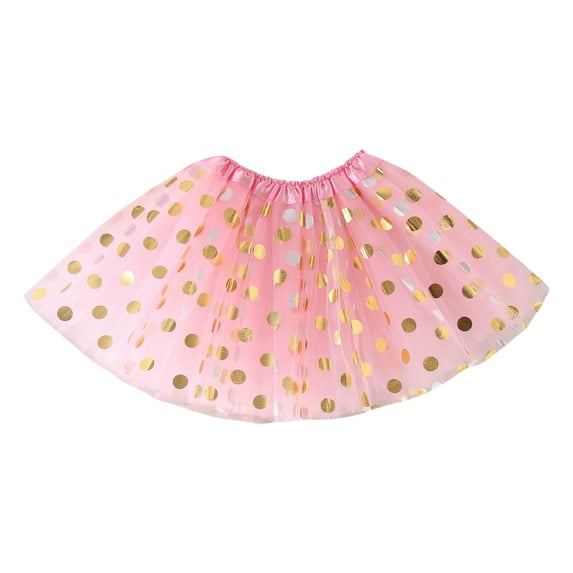 Utlike Girls Skirts Dance Dress With Golden Polka Dots Puffy Tutu Mesh Skirt School Mini Skirt For Girl Size One Size