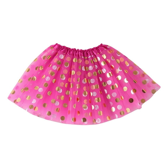 Utlike Girls Skirts Dance Dress With Golden Polka Dots Puffy Tutu Mesh Skirt School Uniform For Girl Size One Size