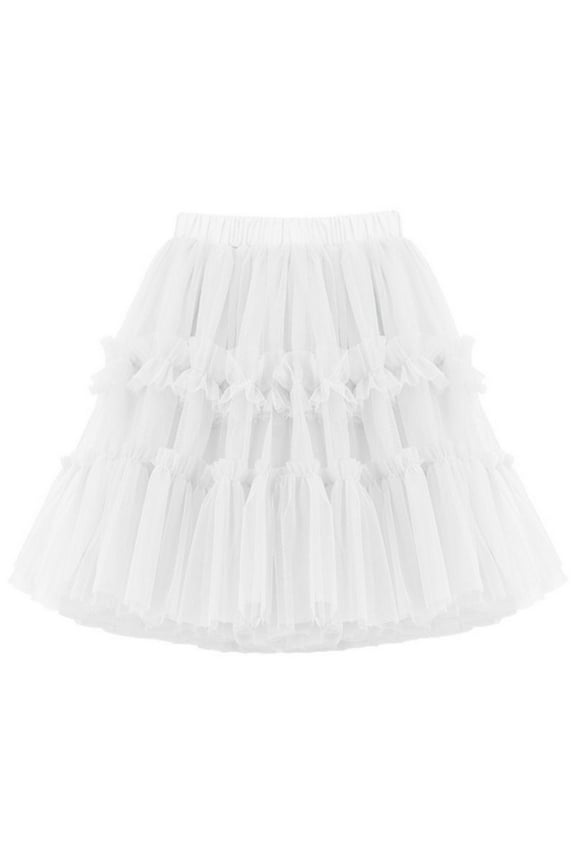 Girls Skirts Kids Solid Color Ruffle Puffy Tutu Tulle Skirt Princess Dress Up For Girl Size 11 Years-12 Years