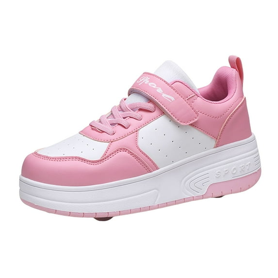 Utlike Girls Sneakers Children Thick Soled Sport Shoes With Wheels Automatic Skating Sport Shoes Comfort Footwear Pink