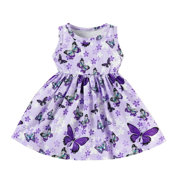 Utlike Girls Summer Dress Sleeveless Holiday Dress Dance Princess Dresses Toddler New Trendy Sundress Size 6 Months-9 Months