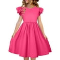 thumbnail image 1 of Utlike Girls Summer Dresses Children Kids Butterfly Sleeves Crew Neck Dresses Kids Ruffle Sleeve Dress Sweet Little Girl Sundress Size 7 Years-8 Years, 1 of 5