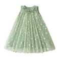 thumbnail image 1 of Utlike Girls Summer Dresses Floral Sleeveless Mesh Dress With For Casual Beach School Party Spring Outfit Toddler Kids Green Leisure Fit Sundress Size 4 Years-5 Years, 1 of 4