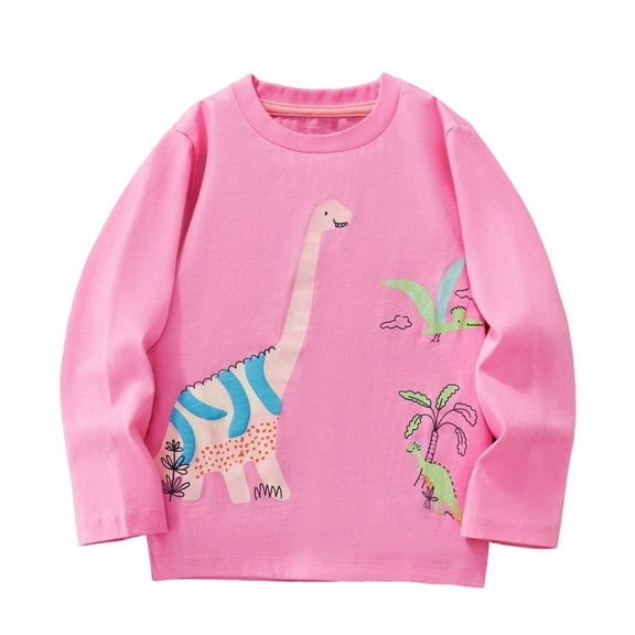 Utlike Girls Sweatshirt Dinosaur Print Long Sleeve For Toddler Kids Soft Cozy Casual Outfit For Daily Wear And Outdoor Activities School Leisure Top Streetwear Pink 2-3 Years