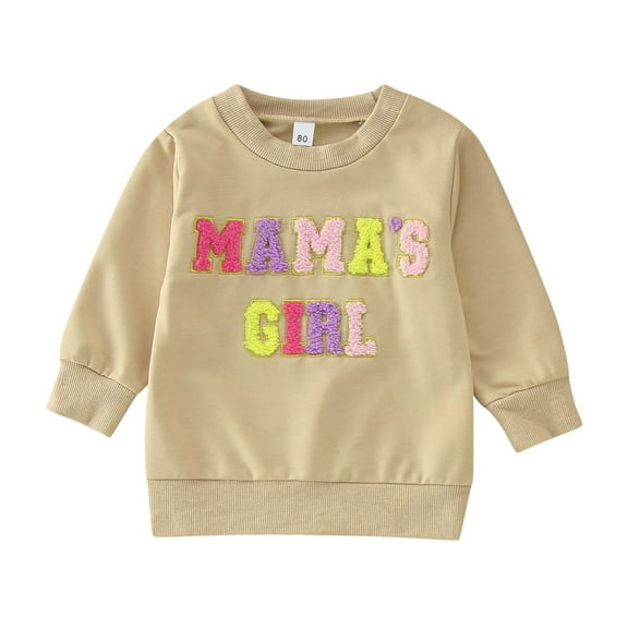 Utlike Girls Sweatshirt Toddler Child Long Sleeve Letter Prints Pullover Pullover Trend Top Streetwear Beige 2-3 Years
