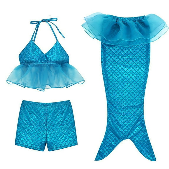 Utlike Girls Swimsuit Swimwear 3 Piece Set Print Bikini Fish Set Summer Beach Pool Bikini Set For Swimming Pool Size 4 Years-5 Years