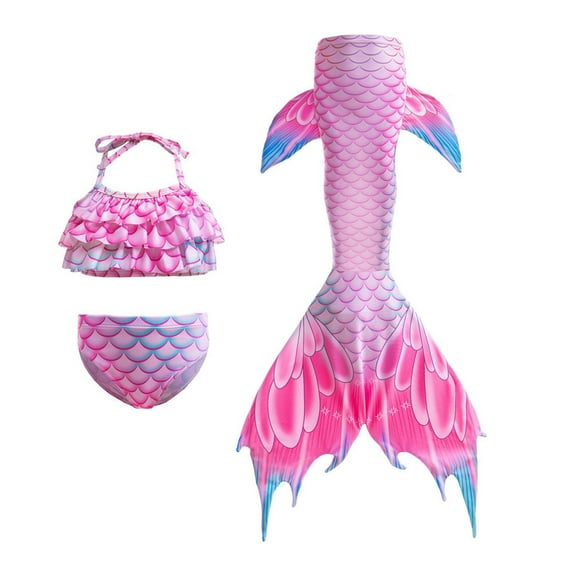 Utlike Girls Swimsuit Swimwear Set Tail Top Underwear Swim Cap 3 Piece Beach Swimming Pool Summer Outfit Bikini Set For Swimming Lesson Size 8 Years-9 Years