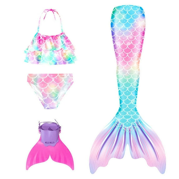 Utlike Girls Swimsuit Swimwear Set With Adjustable Tail And For Pool Beach Summer Outfit And Swim Shorts Fashion Bikini Set Size 9 Years-10 Years