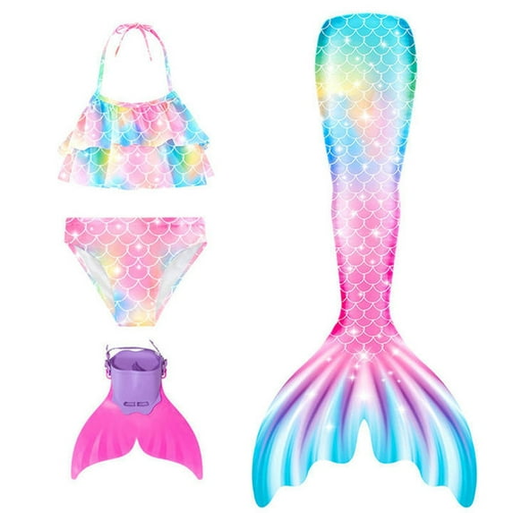 Utlike Girls Swimsuit Swimwear Set With Adjustable Tail And For Pool Beach Summer Outfit And Swim Shorts Fashion Bikini Set Size 9 Years-10 Years