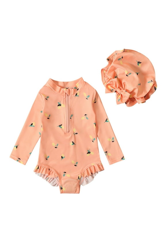 Girls Swimwear Baby Swimsuit Rash Guard Cartoon Pattern Printing Swimwear Bathing Suit Cute Set Summer Casual Swimsuit For Girls Size 6 Months-12 Months