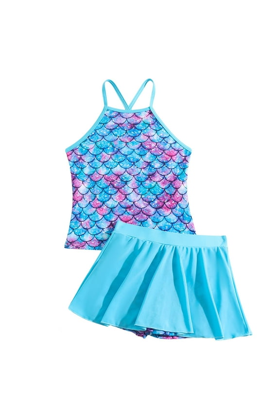 Girls Swimwear Children Kids Adjustable Suspend Swimwear Tie Dye Heart Graphic Printed Swimsuit Girls Beach Bathing Suit Size 6 Years-7 Years