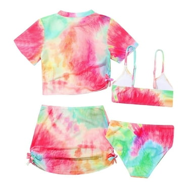 Utlike Girls Swimwear Children's Swimsuit Tie Dye Personality Split Swimsuit For Children Fashion Bikini Set Summer Casual Beach Bathing Suit For Girls Size 5 Years-6 Years