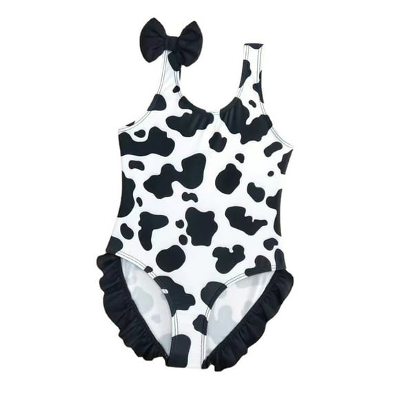 Utlike Girls Swimwear Toddler Beach Bathing Suit Swimsuit Sport Cow Prints Bow Bikini Rulffle Bathing Suit Briefs Bikini Swimwear Set Swimwear For Swimming Lessons Size 3 Months-6 Months