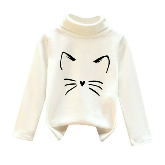 Utlike Girls Thermal Shirts High Collar Soft Tops T Shirt Unisex Pullover Sweatshirt Popular Tee Size 18 Months-24 Months White