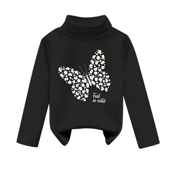 Utlike Girls Thermal Shirts High Collar Soft Tops T Shirt Unisex Pullover Sweatshirt Regular Fit Tee Size 18 Months-24 Months Black
