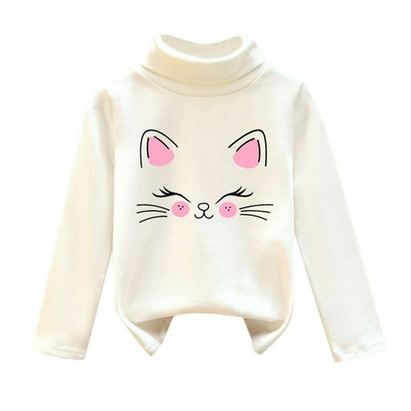 Utlike Girls Thermal Shirts High Collar Soft Tops T Shirt Unisex Pullover Sweatshirt Softness Tee Size 4 Years-5 Years White