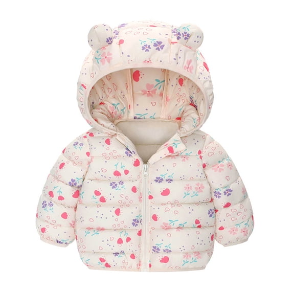 Utlike Girls Winter Coat Down Jacket For Toddlers Soft Hooded Jackets With Ears Design Warm Thickened Outerwear For Baby Infant And Kids Windproof Outerwear Size 4 Y-5 Y