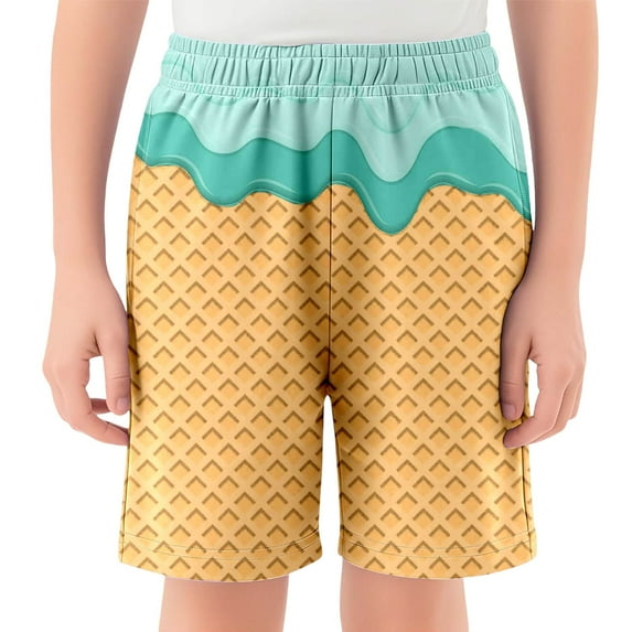 Utlike Ice Cream Boys Casual Shorts Athletic Gym Shorts Elastic Waist With Pockets, Summer Sports Outdoor Homewear Size 3 Years-4 Years Z14Green