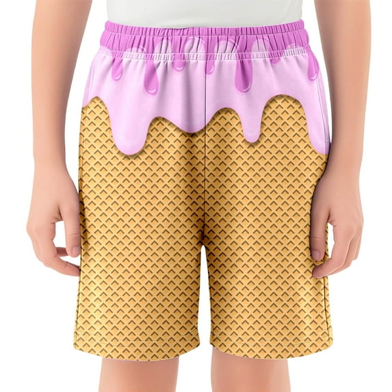 Utlike Ice Cream Boys Casual Shorts Athletic Gym Shorts Elastic Waist With Pockets, Summer Sports Outdoor Homewear Size 3 Years-4 Years Z37Pink