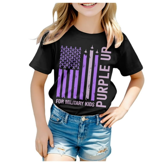 Utlike Independence Day Boys T Shirts Childrens Unisex Short Sleeve American Flag T-Shirt Patriotic Tees For Outdoor 4th Of July Boys Basic Top Size 10 Years-11 Years