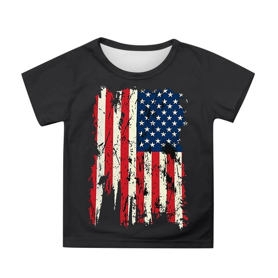 Utlike Independence Day Boys T Shirts Kids American Flag T-Shirt For Summer Toddler Short Sleeve Patriotic Tees For Outdoor 4th Of July Boys Classic Top Size 8 Years-9 Years