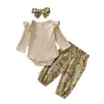 thumbnail image 1 of Utlike Girls Outfits Bodysuit+Floral Solid Girls Ruffles Outfits Baby Pants+Headband Romper Girls Outfits&Set Size 6 Months-12 Months, 1 of 4