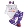 thumbnail image 1 of Utlike Girls Outfits Long Sleeve Hallomas Romper Bodysuit Cartoon Prints Bottoms Pants Outfit Girl Back To School Clothing Set Size 6 Months-12 Months, 1 of 7