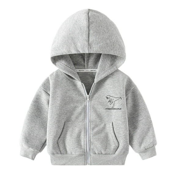 Utlike Toddler Boys Jacket Baby Long Sleeve Dinosaur Print Hoody Jacket Zip Up Coat Fall Winter Outwear Boys School Jackets Regular Fit Size 18 Months-24 Months