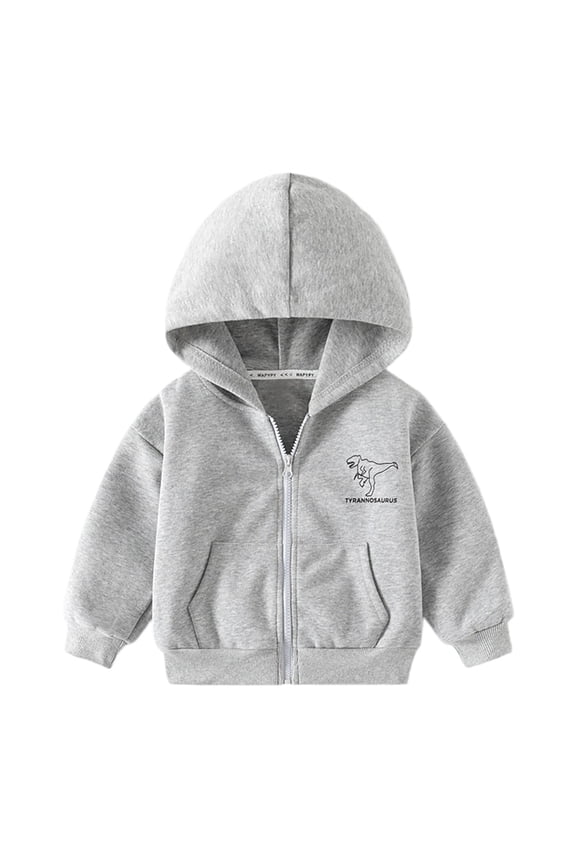 Toddler Boys Jacket Baby Long Sleeve Dinosaur Print Hoody Jacket Zip Up Coat Fall Winter Outwear Boys School Jackets Regular Fit Size 18 Months-24 Months