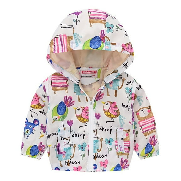 Utlike Toddler Boys Jacket Kids Baby Long Sleeve Cartoon Print Zipper Hooded Coat Jacket Windbreaker Durable Coat For Boys Regular Fit Size 2 Years-3 Years
