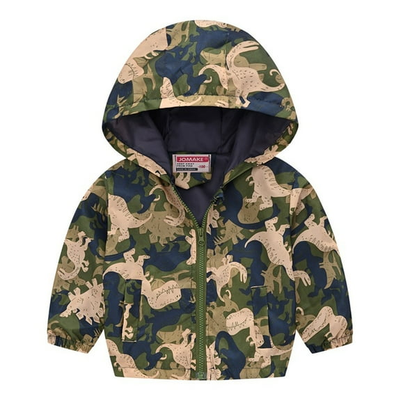 Utlike Toddler Boys Jacket Kids Baby Long Sleeve Cartoon Print Zipper Hooded Coat Jacket Windbreaker School Coat For Boys Regular Fit Size 2 Years-3 Years