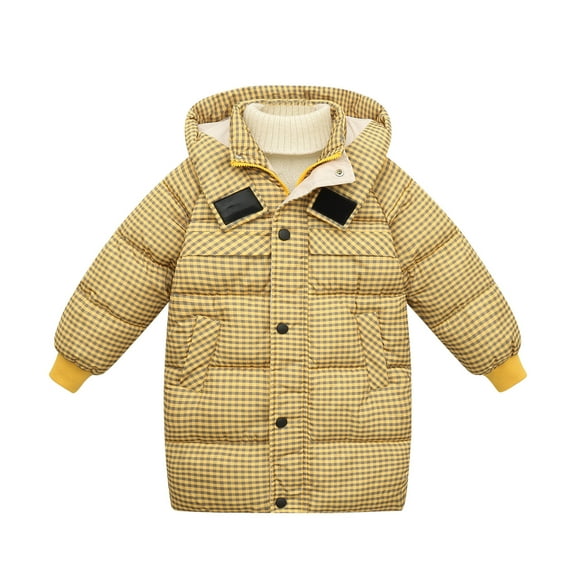 Utlike Toddler Boys Jacket Winter Plaid Coat Windproof Outwear Warm Jacket Down Coat Hooded Wadding Outwear Boys Sports Jackets Athletic Fit Size 1 Years-2 Years