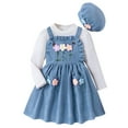 thumbnail image 1 of Utlike Toddler Girls Outfits Long Sleeve Flower Tops And Dress Hat 3 Pack Outfit Clothes Set For Children Kids Winter Fallclothes Girl Cute Clothes Set Size 6 Years-7 Years, 1 of 8