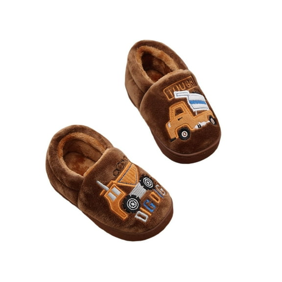 Utlike Toddler Slippers Winter House Slippers Boys Cozy Animal Themed Closed Back Shoes Warm Shoes For Kids Indoor Outdoor Soft Sole Non Round Toe Home Shoes Size 3Y-3.5Y