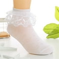 thumbnail image 1 of Utoimkio 1 Pair Girls Lace Ruffled Socks Soft Mesh Breathable Princess Dress Socks for Little Girls, 1 of 5