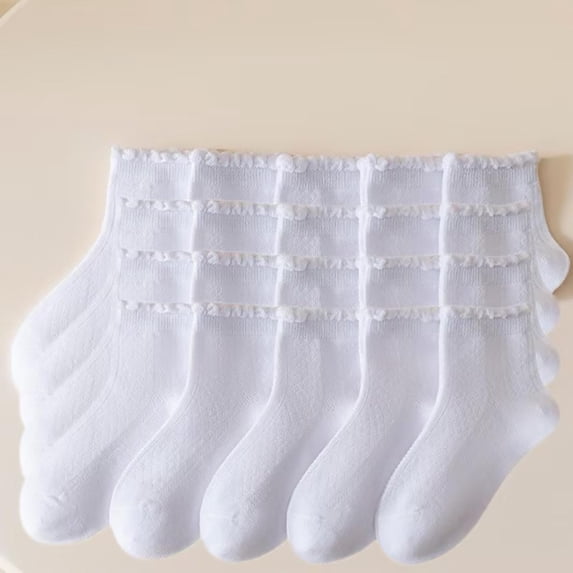 Utoimkio 10 Pairs Kids Ruffle Crew Socks Soft Breathable Ankle Socks Cute Cotton Socks