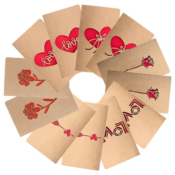 Utoimkio 12 Pack Vintage Kraft Paper Mother's Day Card Hollow Love Mother's Day Card Birthday Thanksgiving Birthday Gifts for Mom