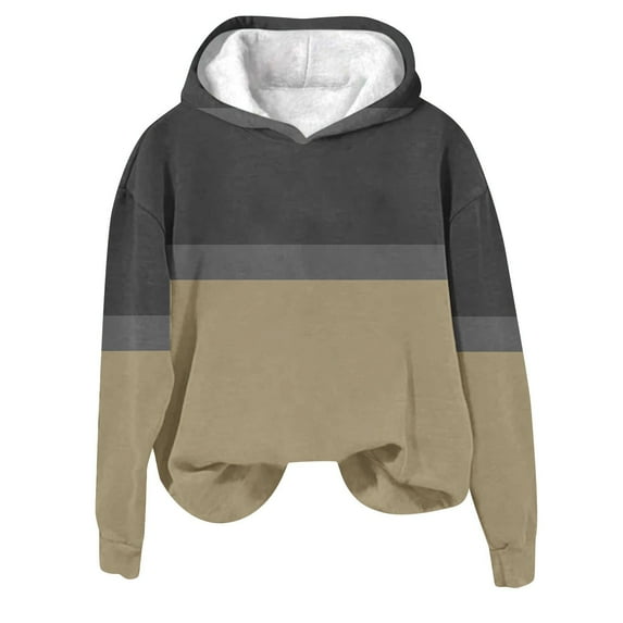 Utoimkio 2025 Color Block Hoodies for Women Cute Pullover Long Sleeve Sweatshirts for Women Loose Fit Hooded Tops Fall Winter Clothes