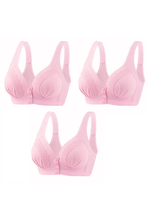 3 Pack Nursing Bras for Women Breastfeeding Front Closure Maternity Bras for Pregnancy Elastic Comfort Breathable Everyday Bras